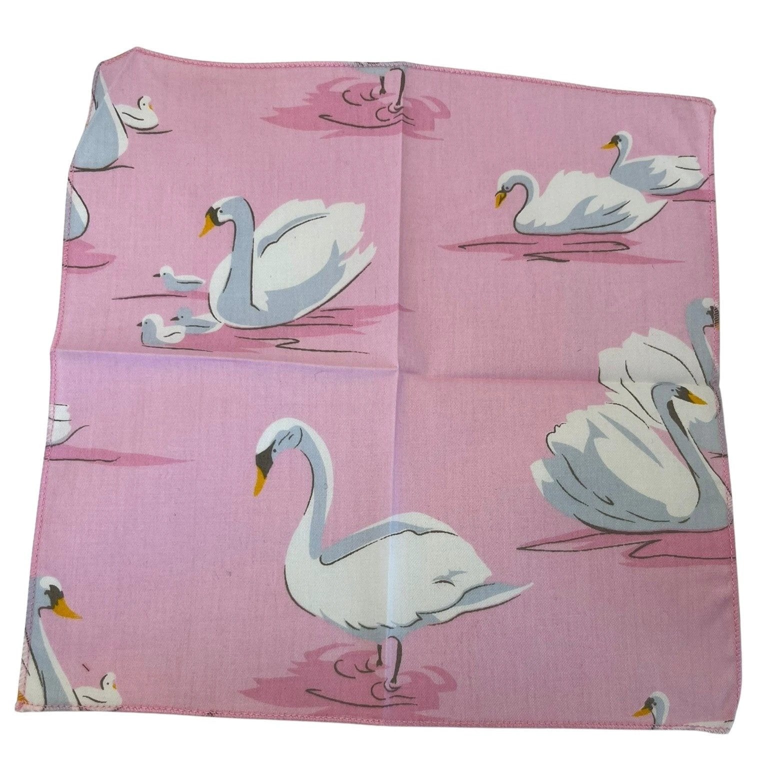 Light Pale Pink Cotton Pocket Square With Swan Print - Handcrafted One Hundred Per Cent Cotton For Subtle Distinction by Frederick Thomas Handmade Mens Ties