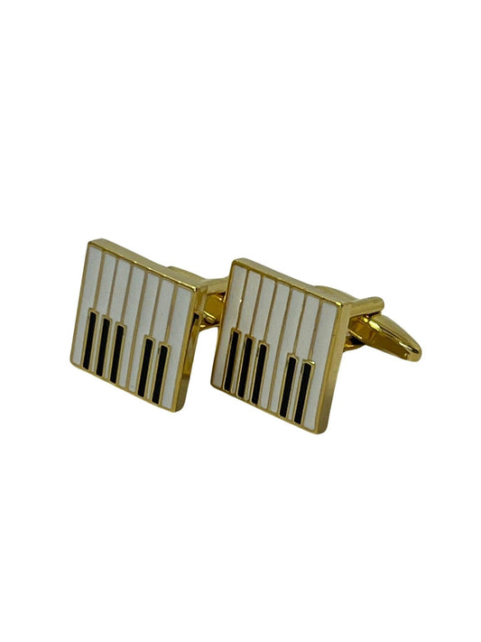 piano keys gold style cufflinks by Frederick Thomas Handmade Mens Ties