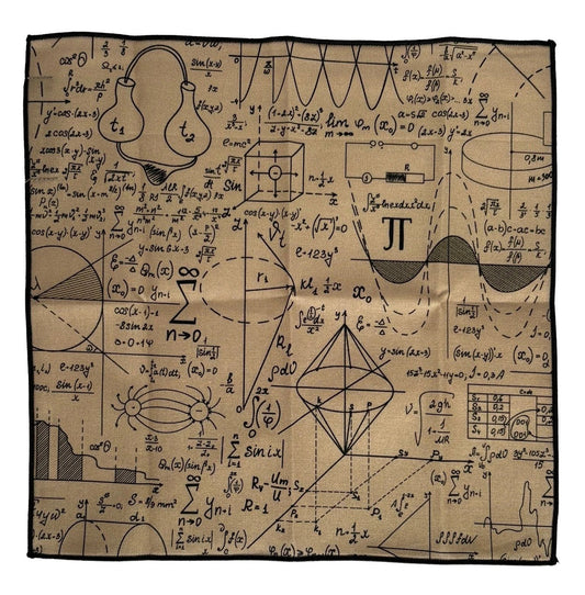 Frederick Thomas Maths Equation Beige Gold Pocket Square - Handmade 100% Cotton With Subtle Gold Maths Equation Motif by Frederick Thomas Handmade Mens Ties