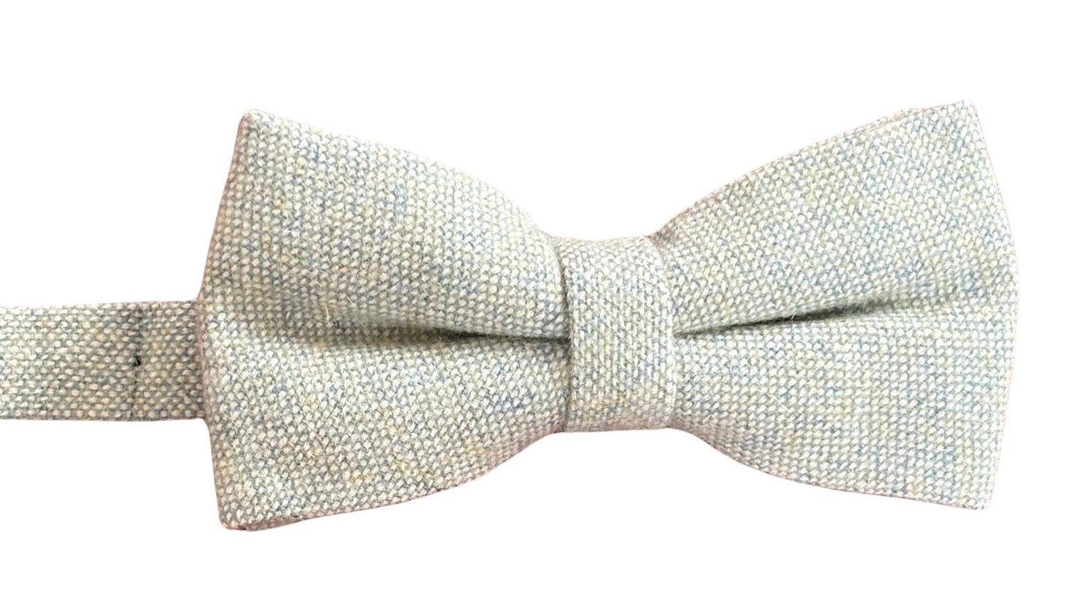 Mint Pistachio Wool Bow Tie with Blue Flecks by Frederick Thomas Handmade Mens Ties