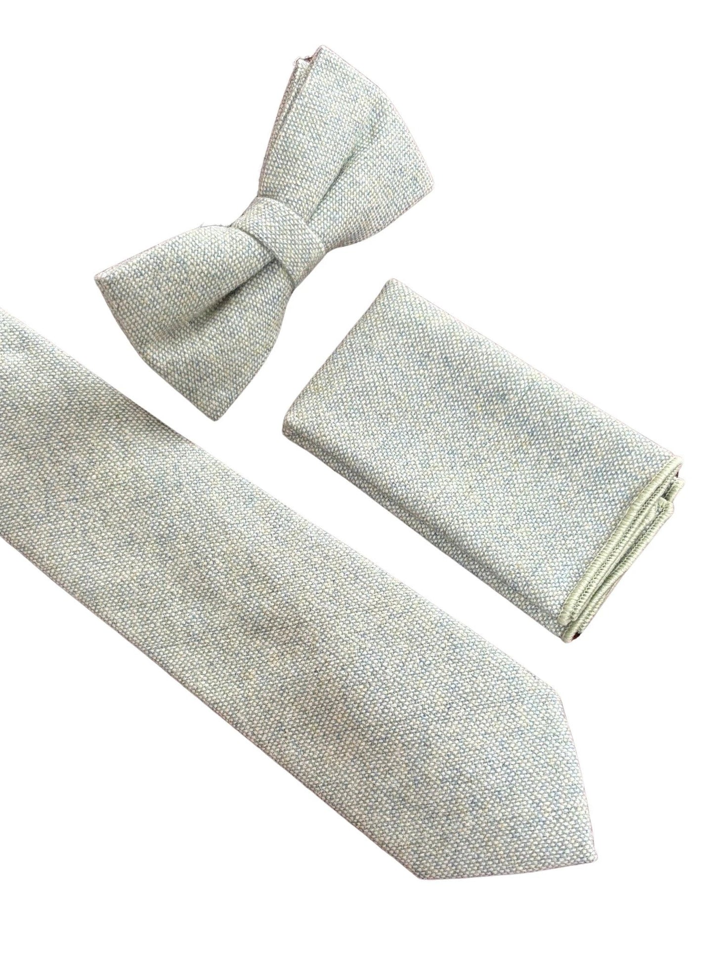 Frederick Thomas Mint Pistachio Wool Pocket Square With Blue Flecks - Handmade Premium Accessory For Modern Gentlemen by Frederick Thomas Handmade Mens Ties