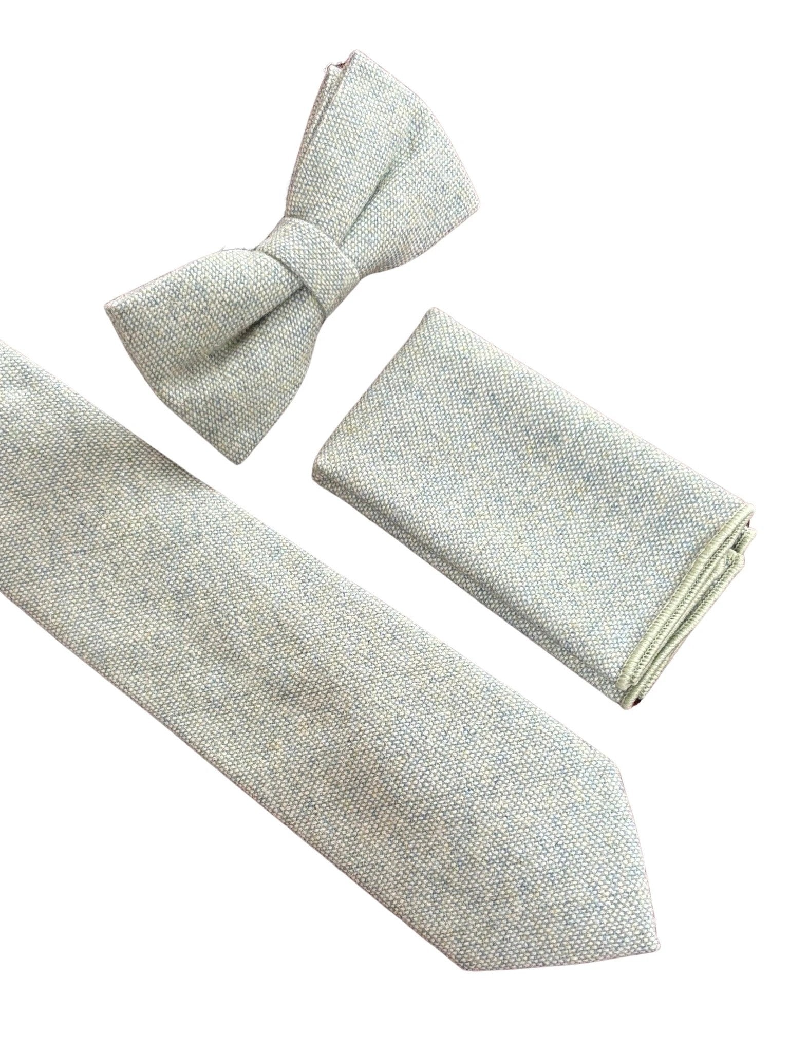 Frederick Thomas Mint Pistachio Wool Pocket Square With Blue Flecks - Handmade Premium Accessory For Modern Gentlemen by Frederick Thomas Handmade Mens Ties