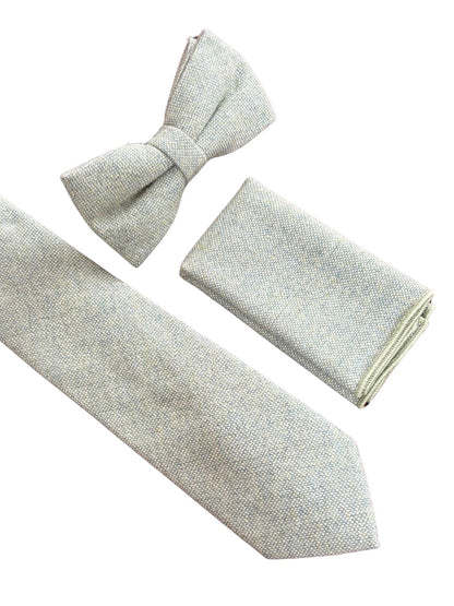 Mint Pistachio Wool Bow Tie with Blue Flecks by Frederick Thomas Handmade Mens Ties