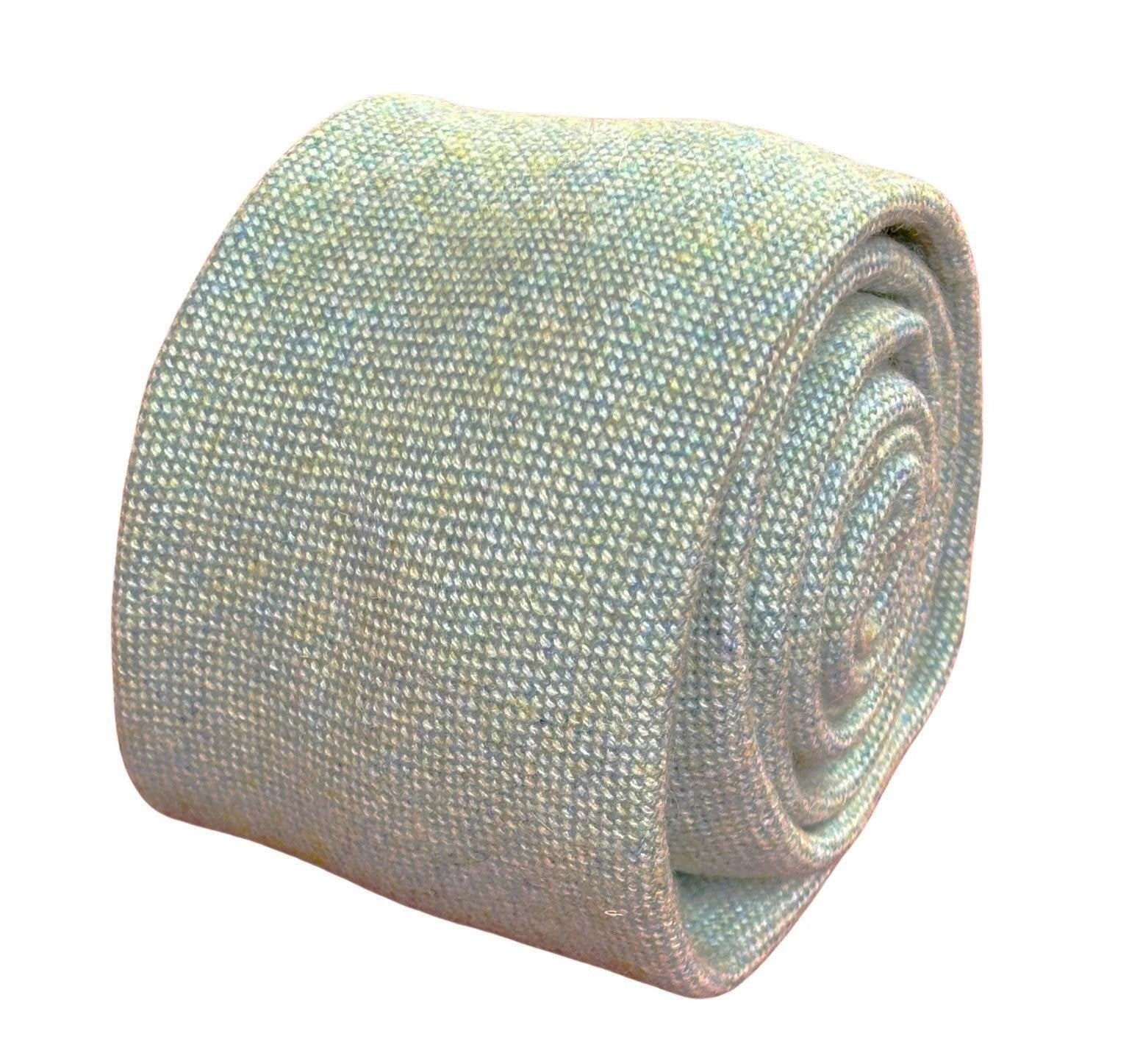 Mint Pistachio Wool Tie with Blue Flecks by Frederick Thomas Handmade Mens Ties