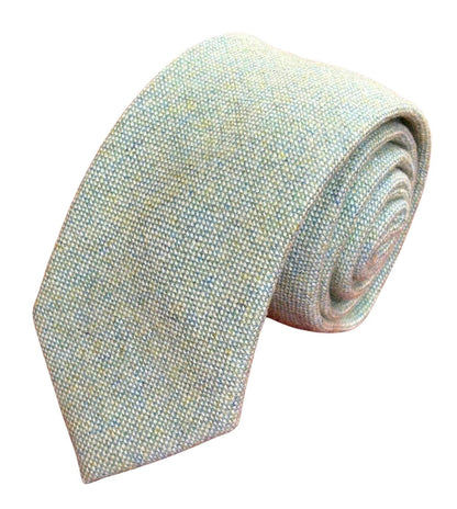 Mint Pistachio Wool Tie with Blue Flecks by Frederick Thomas Handmade Mens Ties