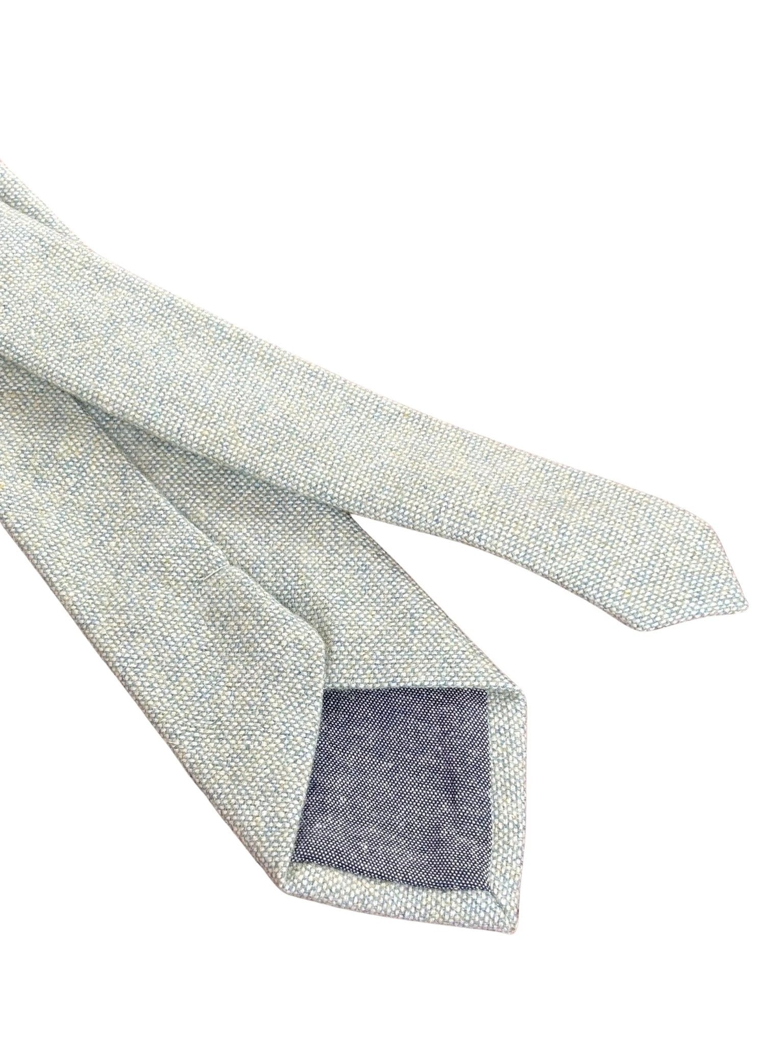 Mint Pistachio Wool Tie with Blue Flecks by Frederick Thomas Handmade Mens Ties