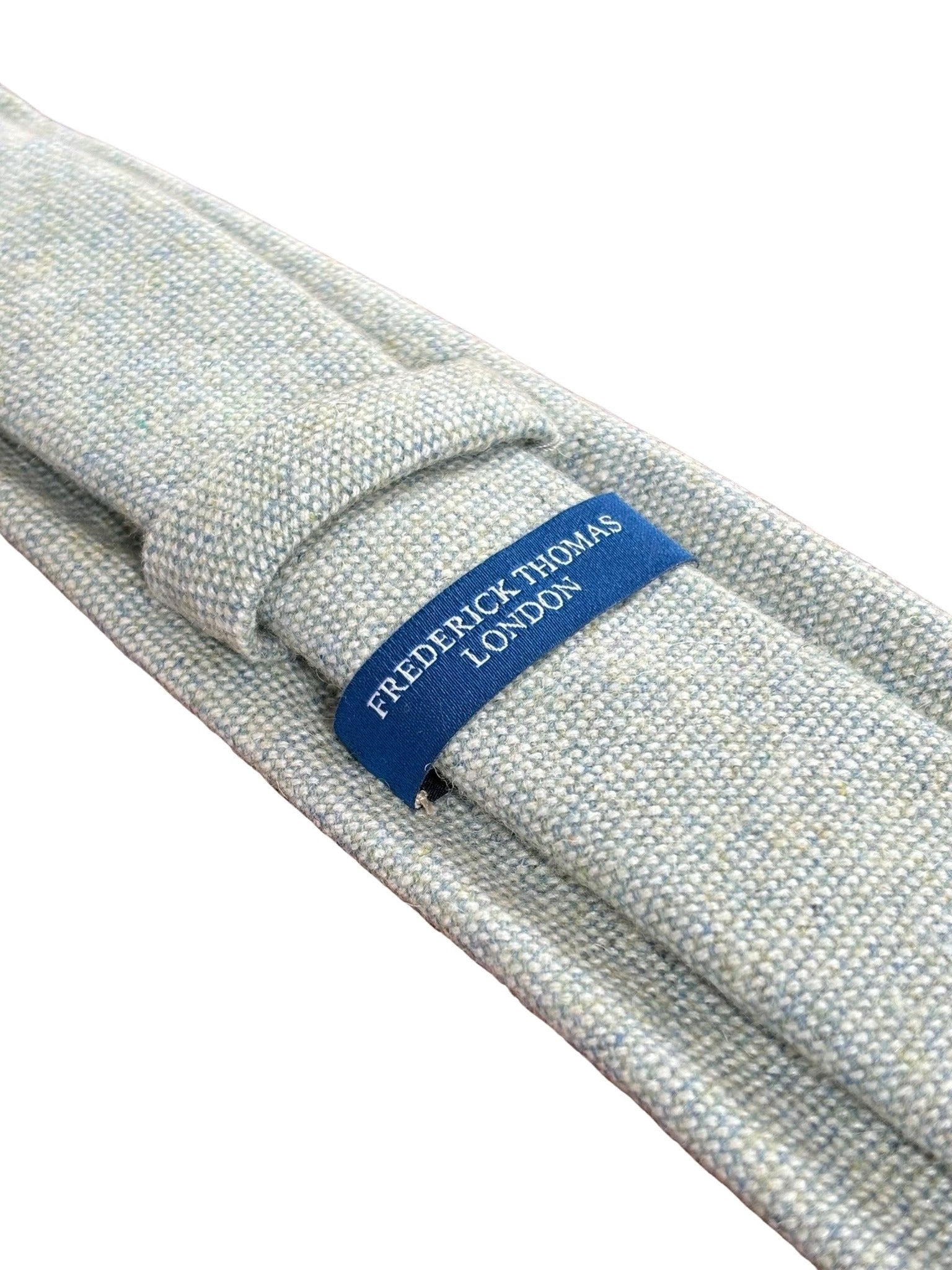Mint Pistachio Wool Tie with Blue Flecks by Frederick Thomas Handmade Mens Ties