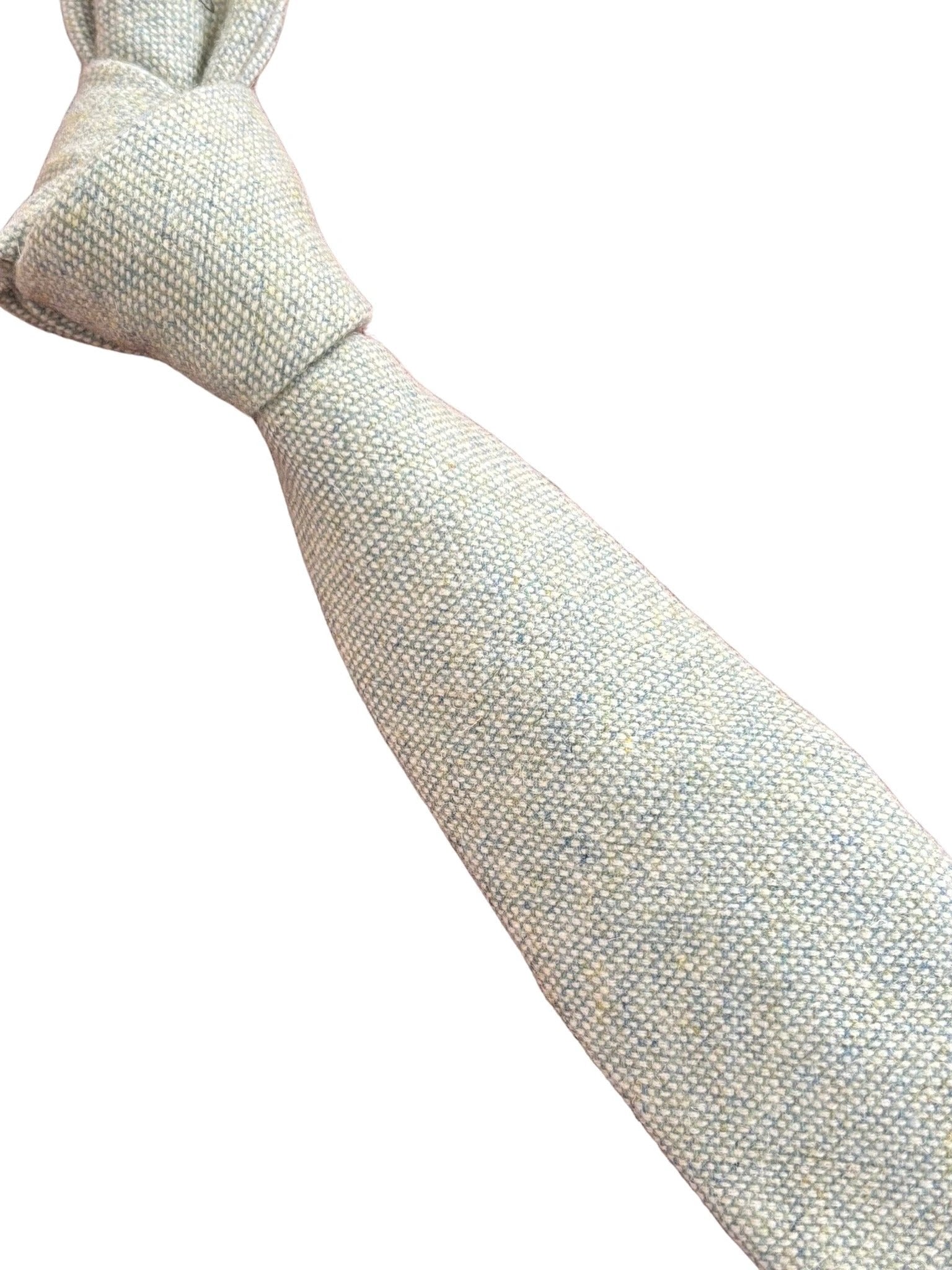Mint Pistachio Wool Tie with Blue Flecks by Frederick Thomas Handmade Mens Ties