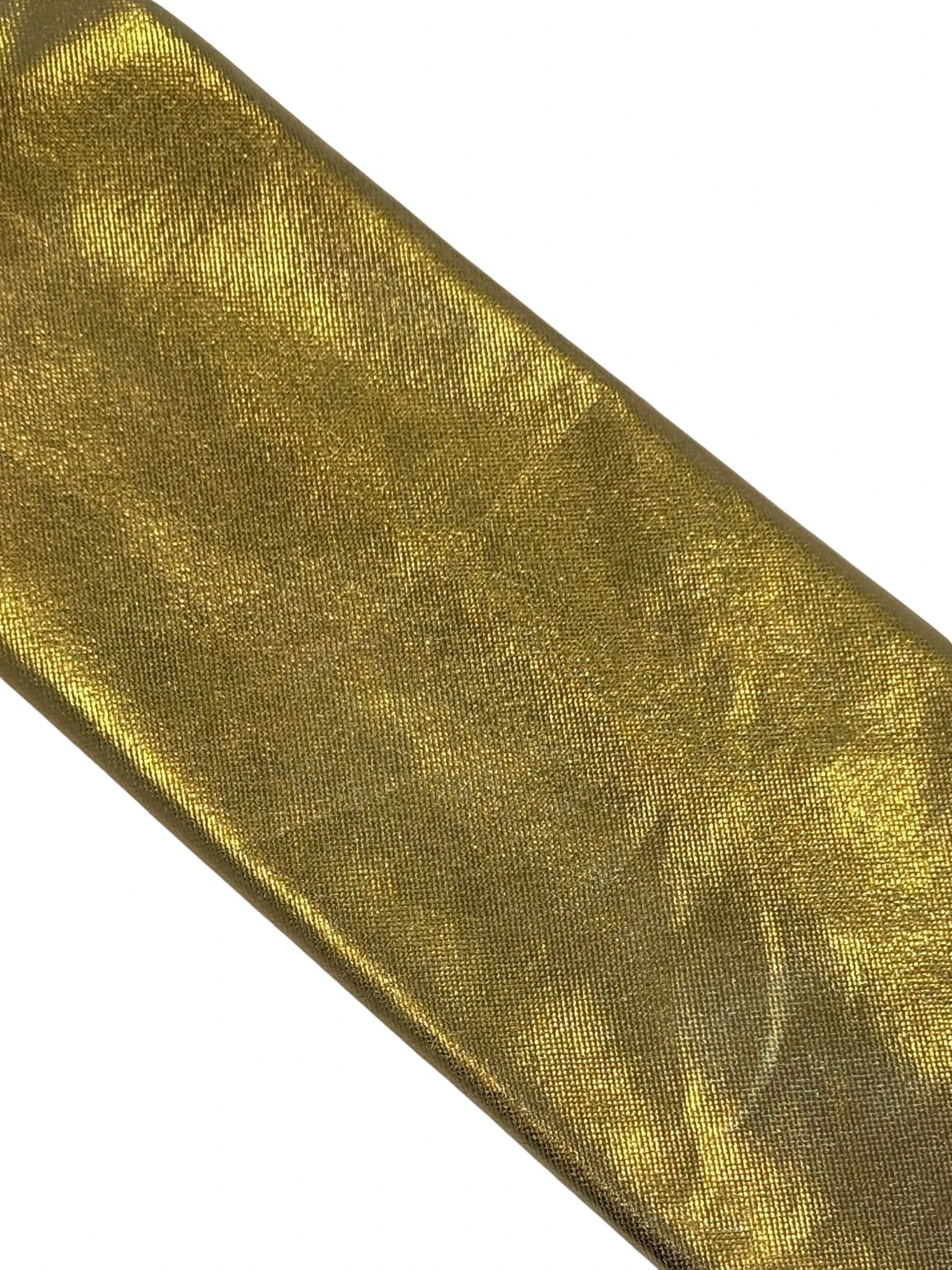 Gold Tie in Shiny Lame Metallic Foil Design by Frederick Thomas Handmade Mens Ties