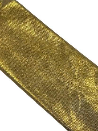 Gold Tie in Shiny Lame Metallic Foil Design by Frederick Thomas Handmade Mens Ties