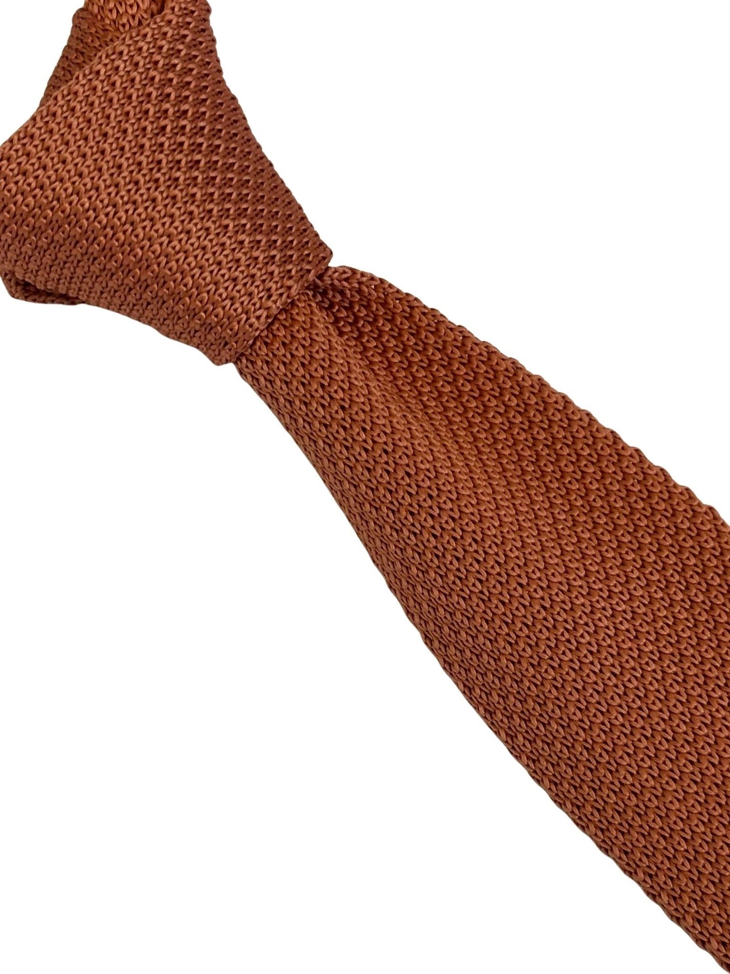 Copper Orange Dark Peach Coral Knitted Tie By Frederick Thomas - Handmade Statement Piece For Modern Professionals by Frederick Thomas Handmade Mens Ties