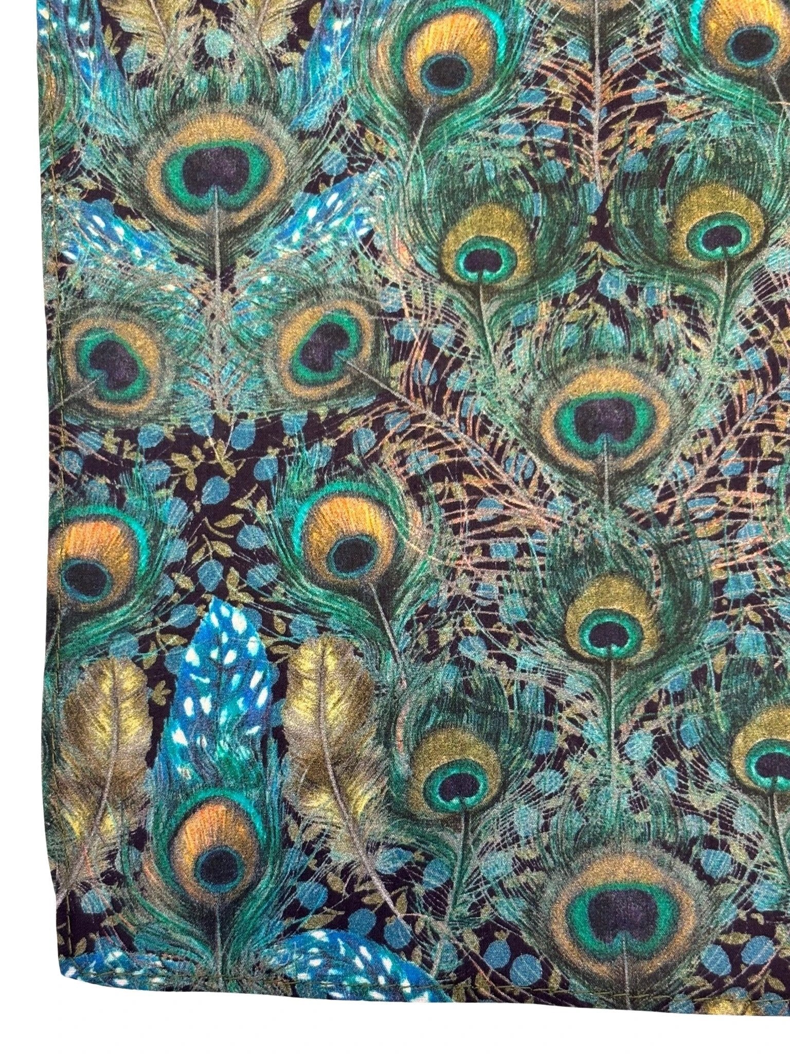 Liberty Style Peacock Feather Design Pocket Square - Handcrafted Hundred Percent Cotton For Crisp Silhouette by Frederick Thomas Handmade Mens Ties
