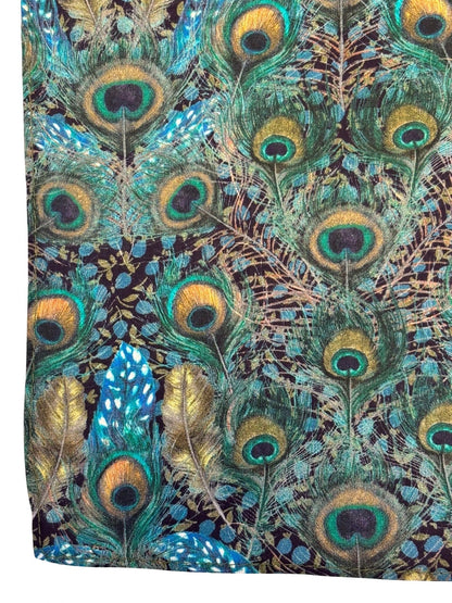 Liberty Style Peacock Feather Design Pocket Square - Handcrafted Hundred Percent Cotton For Crisp Silhouette by Frederick Thomas Handmade Mens Ties