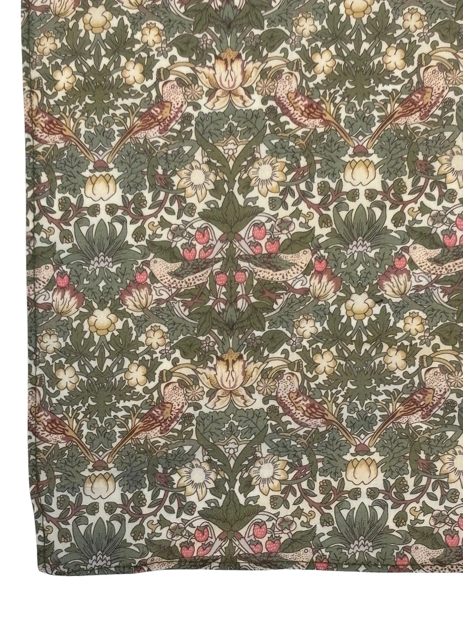 William Morris Style Green Strawberry Thief English Garden Wildflower Design Pocket Square - Timeless English Accessory by Frederick Thomas Handmade Mens Ties