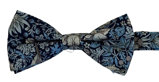 William Morris Liberty Style Blue Strawberry Thief Child's Bow Tie by Frederick Thomas Handmade Mens Ties
