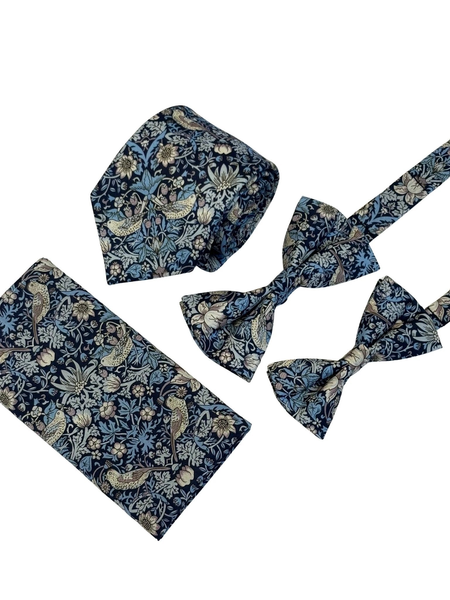 William Morris Liberty Style Blue Strawberry Thief Child's Bow Tie by Frederick Thomas Handmade Mens Ties