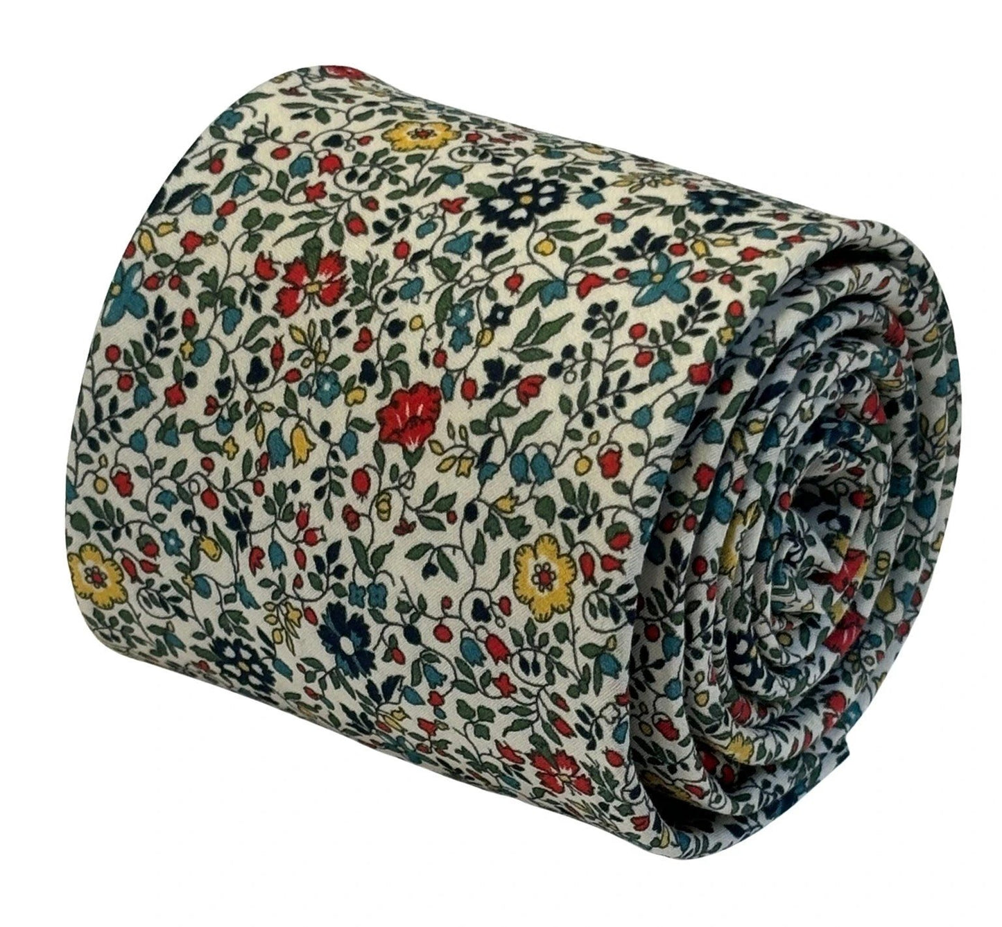 Liberty Style Ditsy Floral English Wildflower Design Tie And Pocket Square - Handcrafted Heritage For Timeless Elegance by Frederick Thomas Handmade Mens Ties