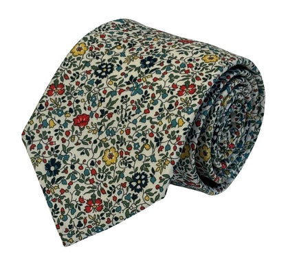 Liberty Style Ditsy Floral English Wildflower Design Tie - Handcrafted Luxury For Garden-Inspired Formal Wear by Frederick Thomas Handmade Mens Ties