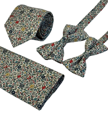Liberty Style Ditsy Floral English Wildflower Design Tie - Handcrafted Luxury For Garden-Inspired Formal Wear by Frederick Thomas Handmade Mens Ties