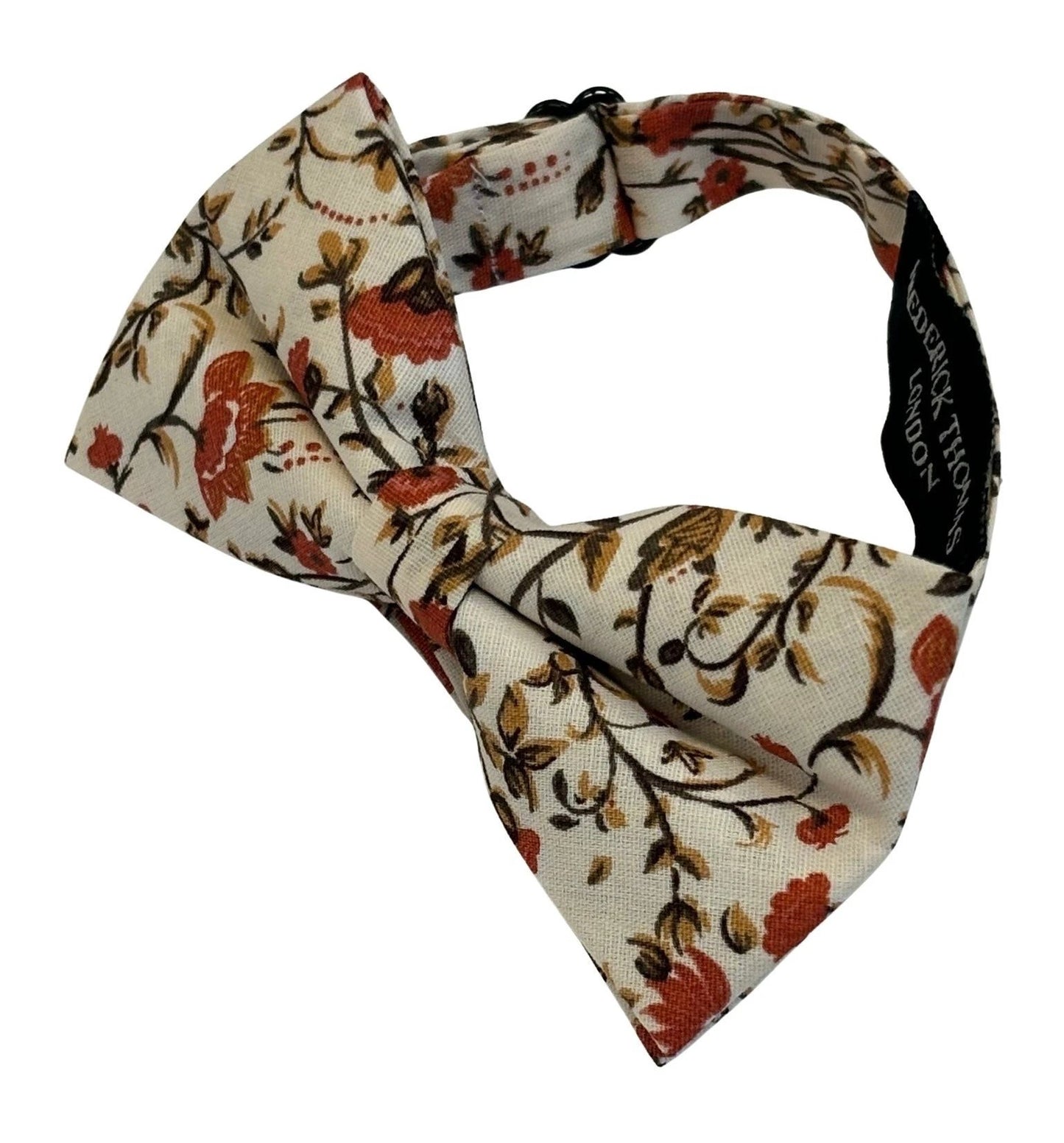 Liberty Style Red Climbing English Wildflower Bow Tie And Pocket Square - Handcrafted Heritage Print In Premium Cotton by Frederick Thomas Handmade Mens Ties