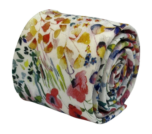 Extra Long Watercolour Floral Wildflower Cotton Tie Liberty Style - Handcrafted By Frederick Thomas For A Distinct Look by Frederick Thomas Handmade Mens Ties