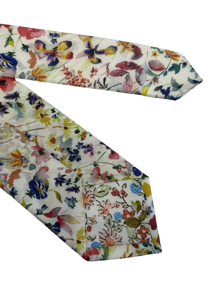 Extra Long Watercolour Floral Wildflower Cotton Tie Liberty Style - Handcrafted By Frederick Thomas For A Distinct Look by Frederick Thomas Handmade Mens Ties