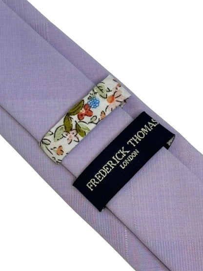 Extra Long Lilac Lavender Light Pale Purple Cotton Tie by Frederick Thomas Handmade Mens Ties