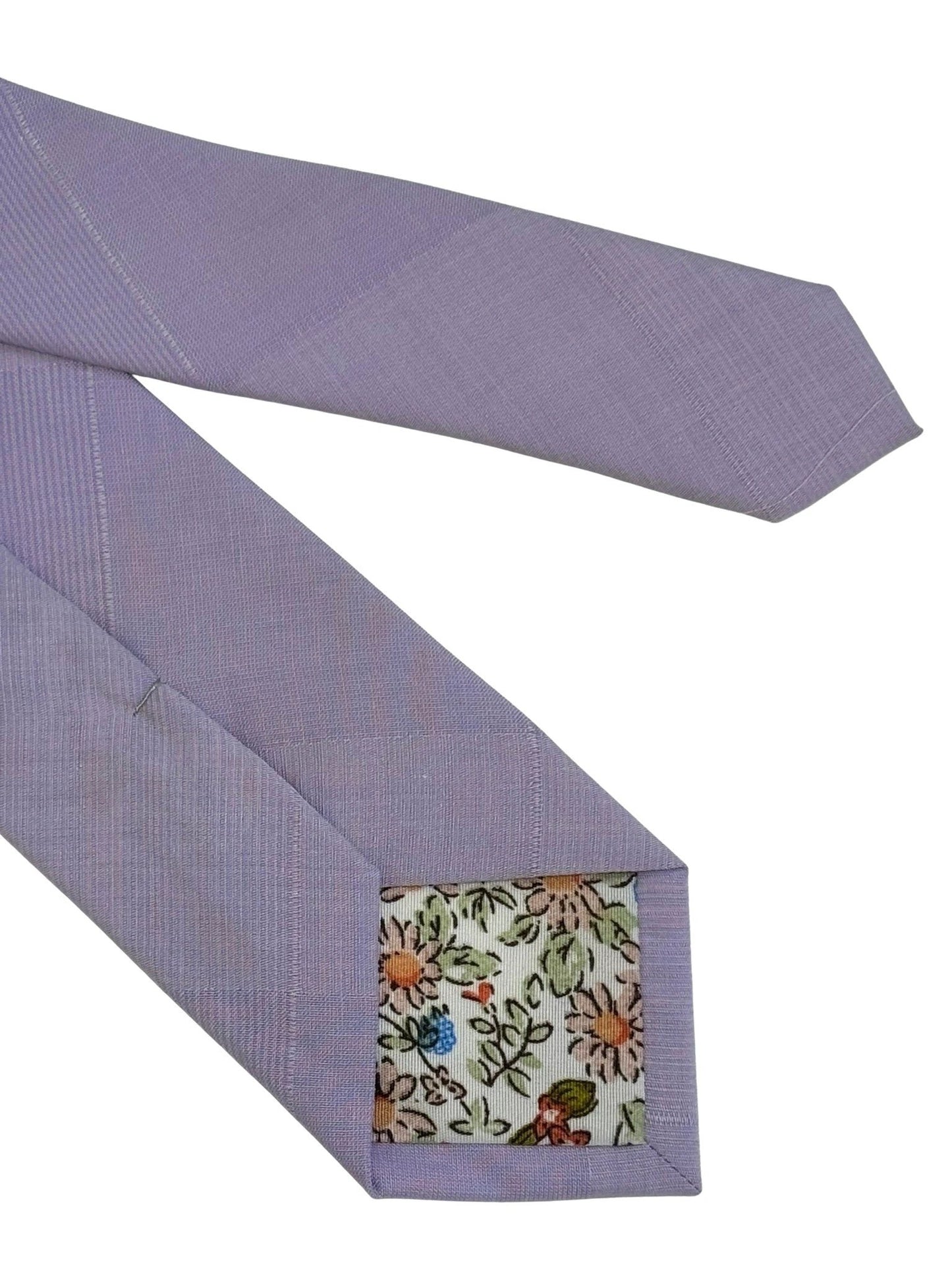 Extra Long Lilac Lavender Light Pale Purple Cotton Tie by Frederick Thomas Handmade Mens Ties