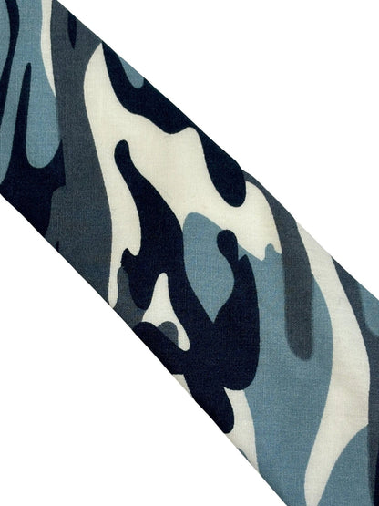 Extra Long Blue Camouflage Army Design Cotton Tie - Handmade Statement Piece For Office Professional And All Day Comfort by Frederick Thomas Handmade Mens Ties