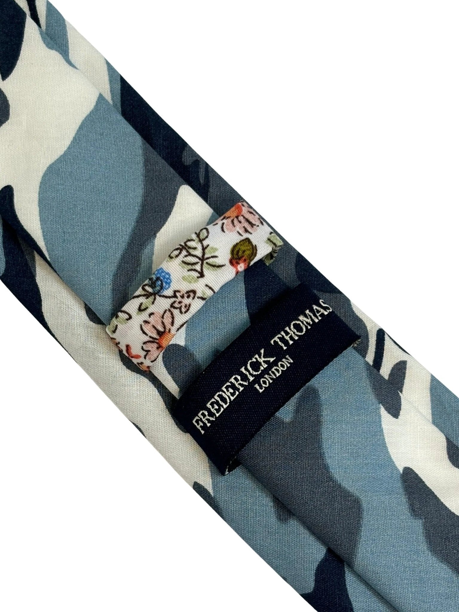 Extra Long Blue Camouflage Army Design Cotton Tie - Handmade Statement Piece For Office Professional And All Day Comfort by Frederick Thomas Handmade Mens Ties