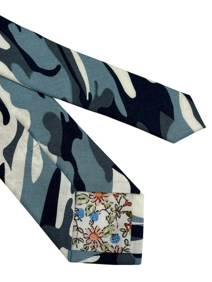Blue Camouflage Army Design Cotton Tie for the Luxury Professional Man by Frederick Thomas Handmade Mens Ties