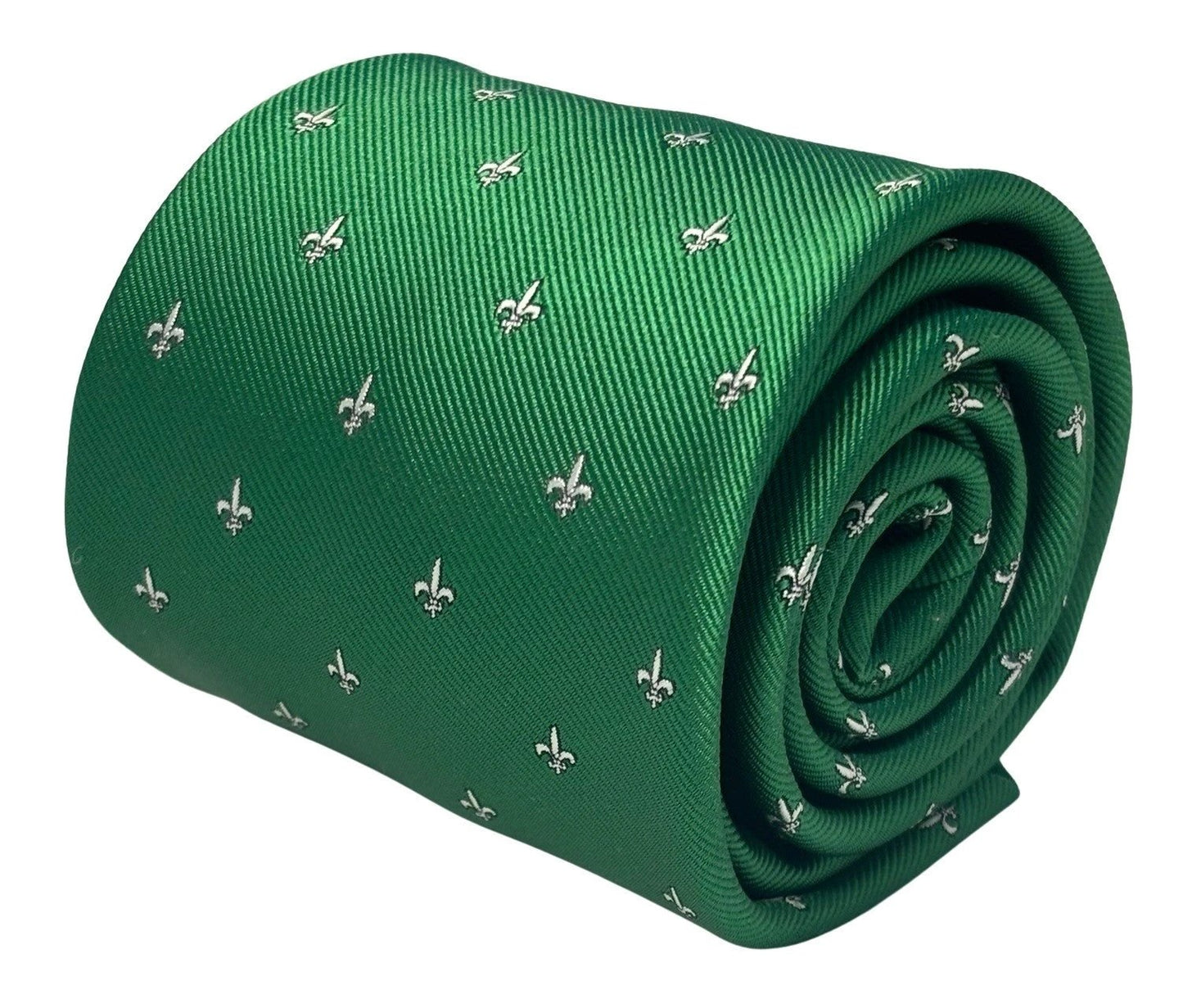 Dark Emerald Forest Green Men’s Tie With Fleur De Lis Design - Handmade Masterpiece By Frederick Thomas by Frederick Thomas Handmade Mens Ties