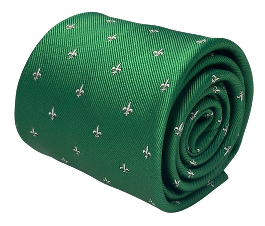 Dark Emerald Forest Green Men’s Tie With Fleur De Lis Design - Handmade Masterpiece By Frederick Thomas by Frederick Thomas Handmade Mens Ties