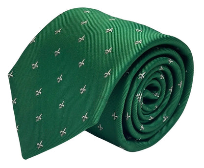 Dark Emerald Forest Green Men’s Tie With Fleur De Lis Design - Handmade Masterpiece By Frederick Thomas by Frederick Thomas Handmade Mens Ties