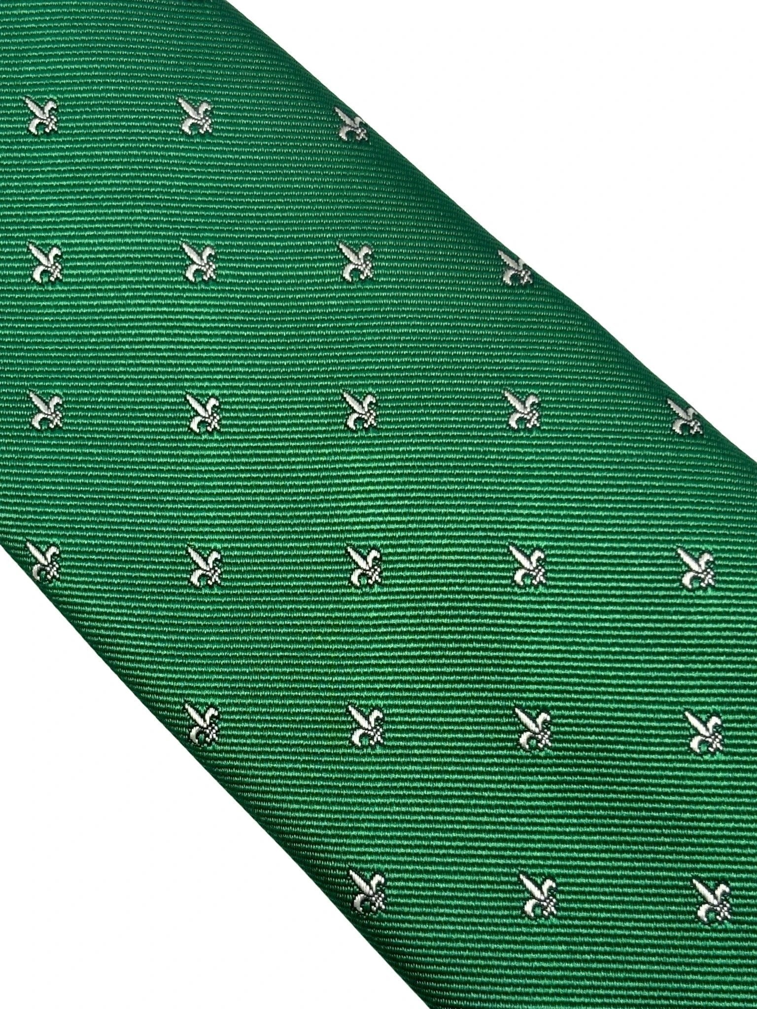 Dark Emerald Forest Green Men’s Tie With Fleur De Lis Design - Handmade Masterpiece By Frederick Thomas by Frederick Thomas Handmade Mens Ties