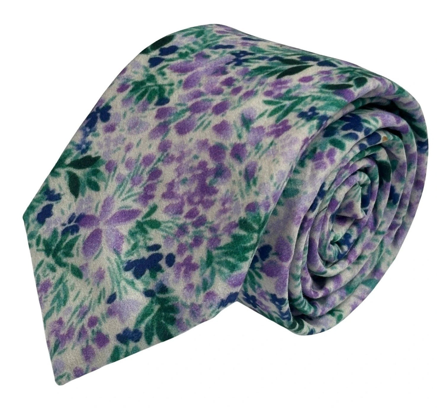 Lilac Light Purple Wildflower Watercolour English Meadow Floral Tie Handcrafted Painterly Meadow Design by Frederick Thomas Handmade Mens Ties