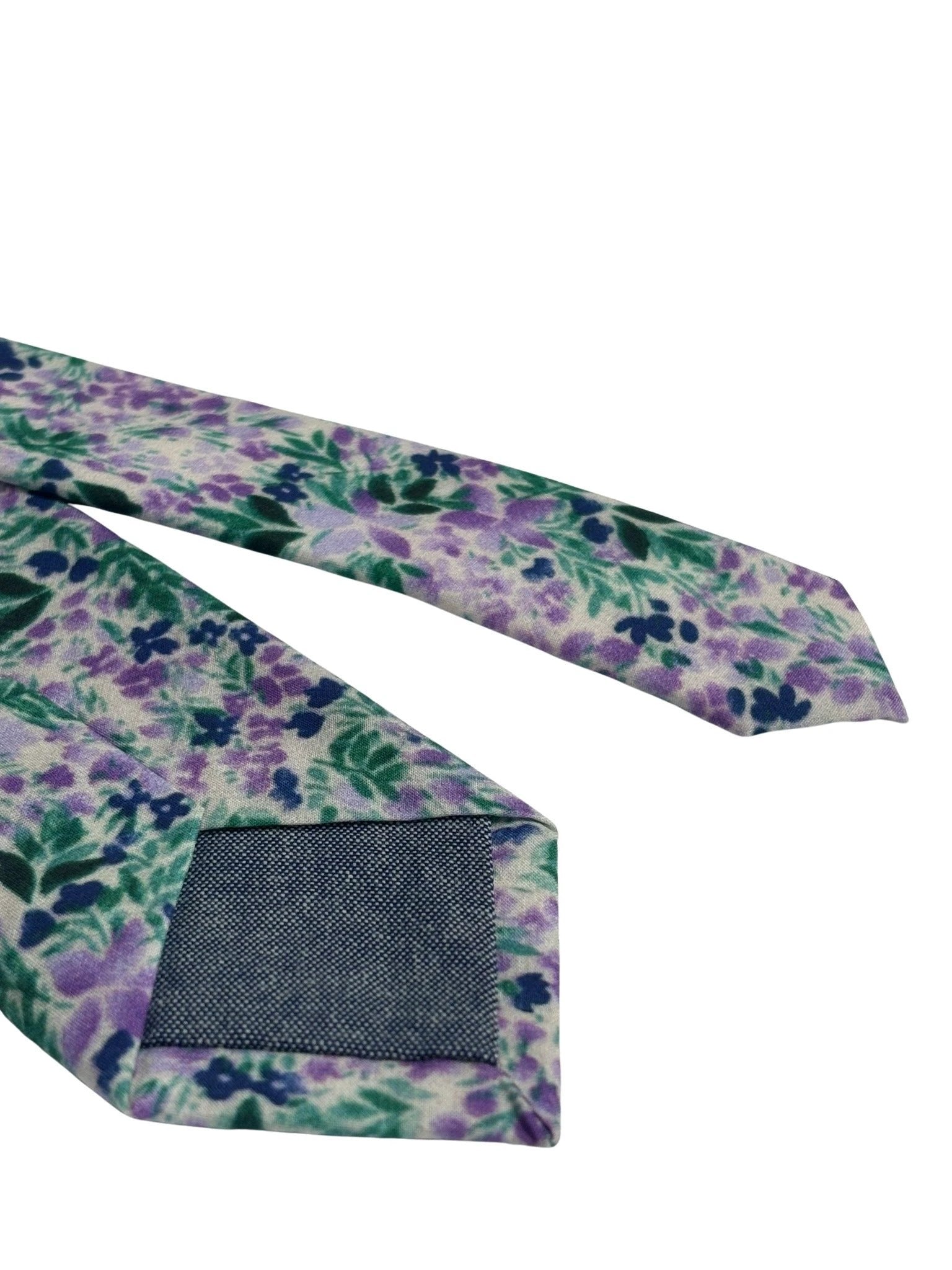 Lilac Light Purple Wildflower Watercolour English Meadow Floral Tie Handcrafted Painterly Meadow Design by Frederick Thomas Handmade Mens Ties