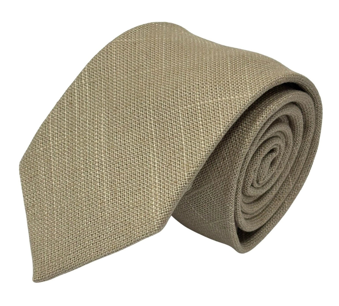 Frederick Thomas Handmade Beige Cream Linen Tie And Pocket Square Set - Subtle Luxury For Tailored Breathable Style by Frederick Thomas Handmade Mens Ties