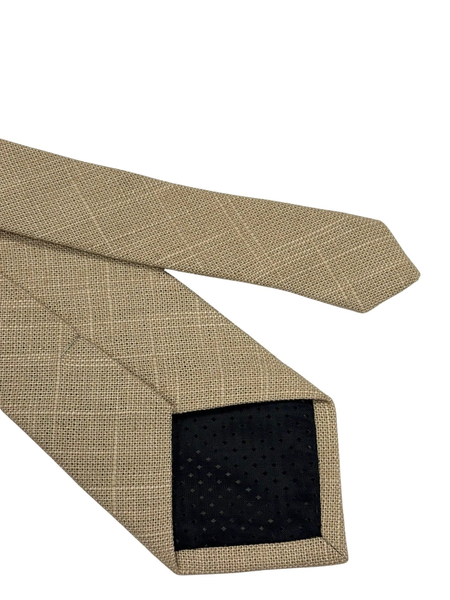 Frederick Thomas Handmade Beige Cream Linen Tie - Contemporary Textured Linen Neckwear For A Refined Professional Look by Frederick Thomas Handmade Mens Ties