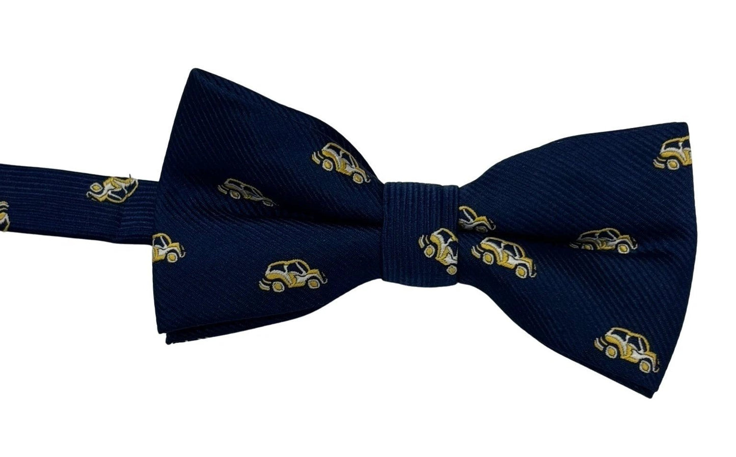 Navy Blue Adult Bow Tie With Yellow Taxi Car Design - Bold Twist On A Classic Silhouette by Frederick Thomas Handmade Mens Ties