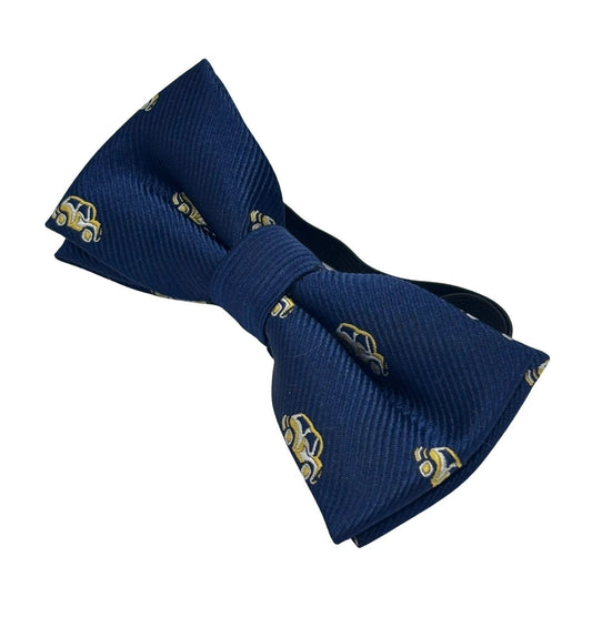 Navy Blue Children's Bow Tie With Yellow Taxi Car Design - Playful Formal Accessory For Weddings And Parties by Frederick Thomas Handmade Mens Ties