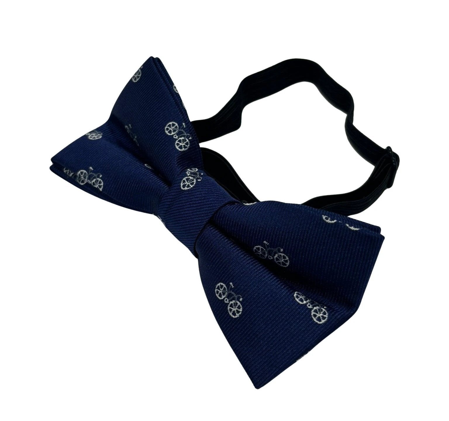 Navy Blue Children's Bow Tie With Bicycle Design - Playful Yet Polished Accessory For Smart Occasions by Frederick Thomas Handmade Mens Ties