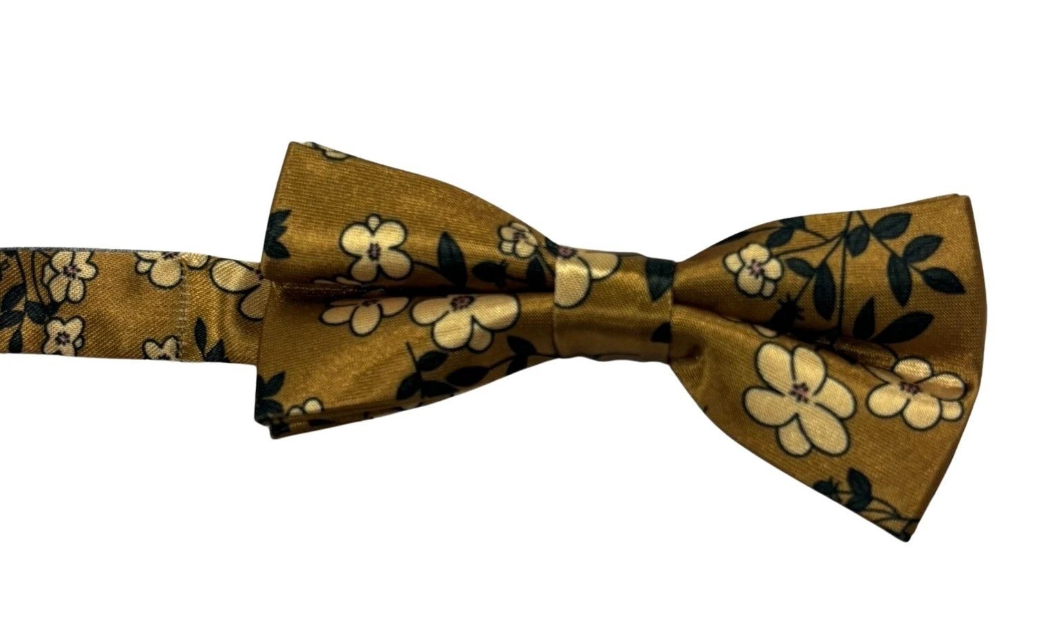 Gold Mustard Children's Bow Tie With Floral Design - Delicate Floral Motif For Sophisticated Playful Style by Frederick Thomas Handmade Mens Ties