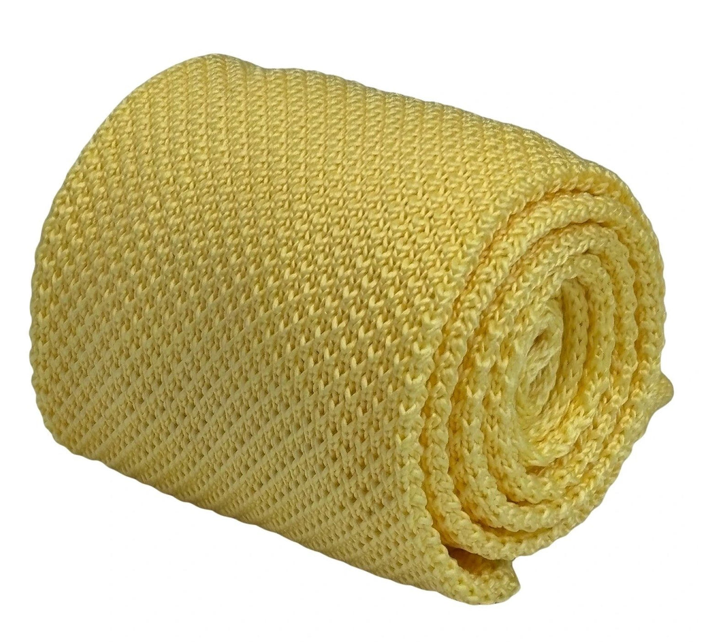 Lemon Yellow Knitted Tie by Frederick Thomas - Handcrafted to Elevate Formal Ensembles With Vibrant Confidence by Frederick Thomas Handmade Mens Ties