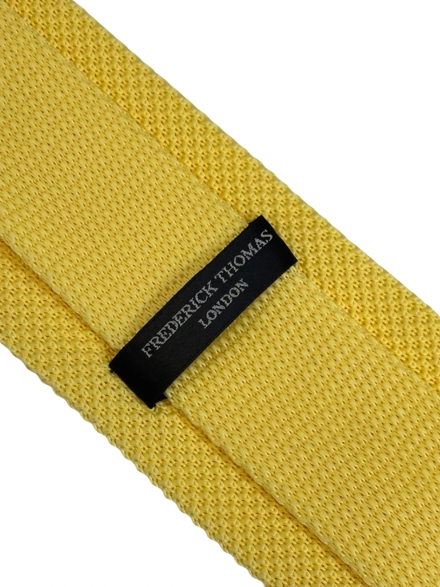 Lemon Yellow Knitted Tie by Frederick Thomas - Handcrafted to Elevate Formal Ensembles With Vibrant Confidence by Frederick Thomas Handmade Mens Ties