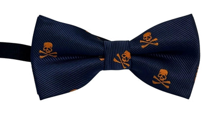 Children's Dark Blue Bow Tie With Skull And Crossbones Design - Elegant Yet Playful Kids Formal Accessory by Frederick Thomas Handmade Mens Ties