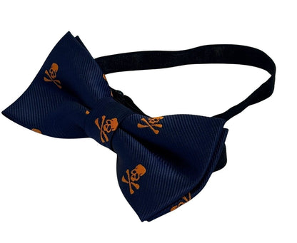 Children's Dark Blue Bow Tie With Skull And Crossbones Design - Elegant Yet Playful Kids Formal Accessory by Frederick Thomas Handmade Mens Ties