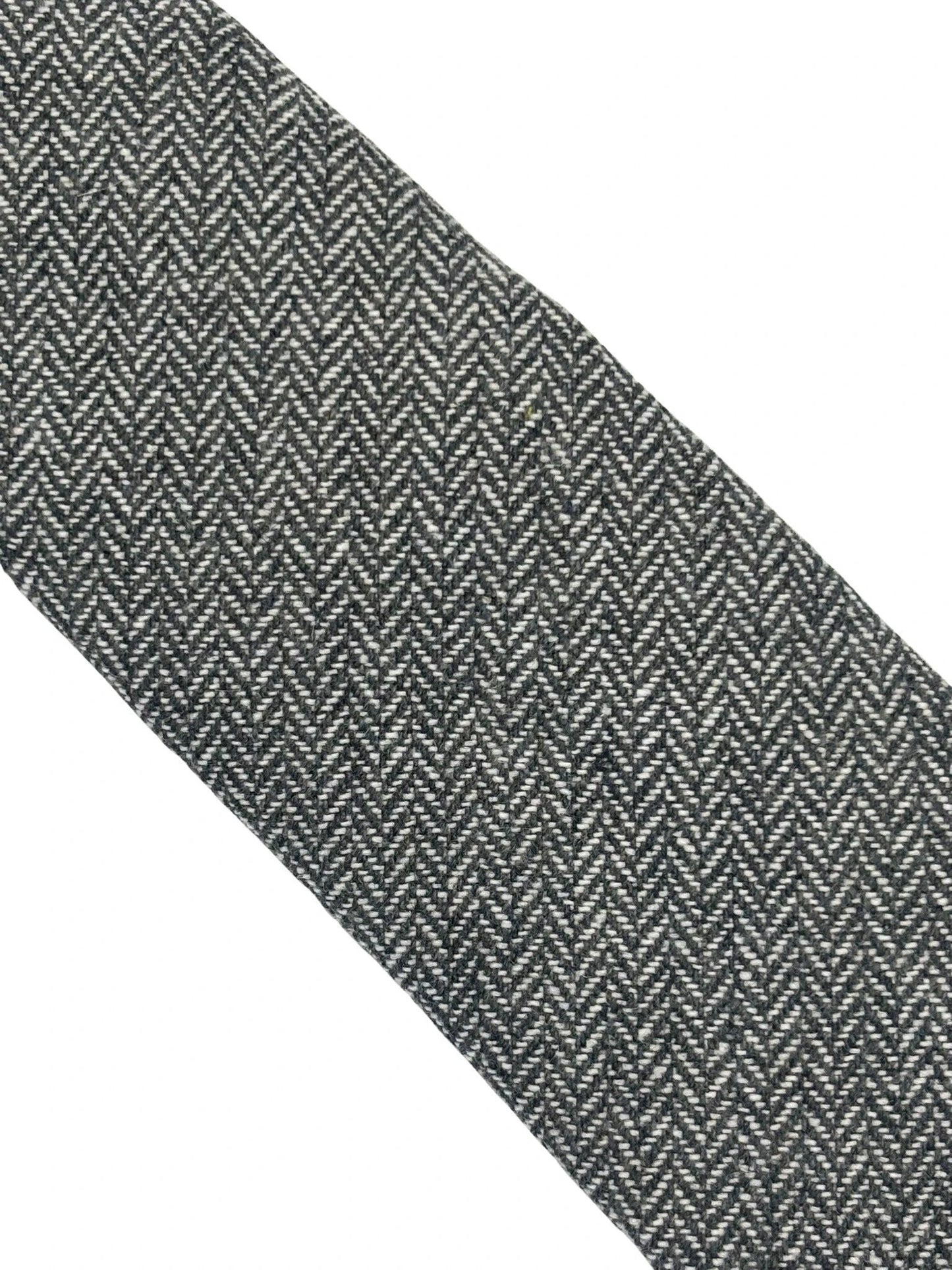 Dark Grey And Cream Wool Tie With Herringbone Design - Handcrafted Wool For Timeless Elegance by Frederick Thomas Handmade Mens Ties