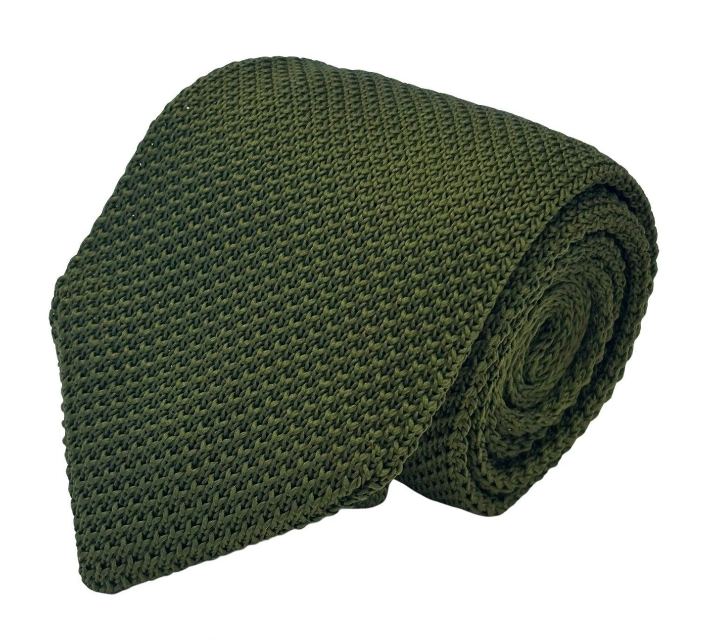 Frederick Thomas Khaki Army Green Knitted Tie - Handmade Textured Knit With Classic 8cm Pointed End by Frederick Thomas Handmade Mens Ties