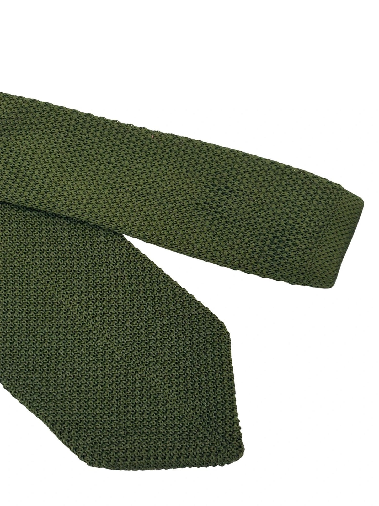 Frederick Thomas Khaki Army Green Knitted Tie - Handmade Textured Knit With Classic 8cm Pointed End by Frederick Thomas Handmade Mens Ties